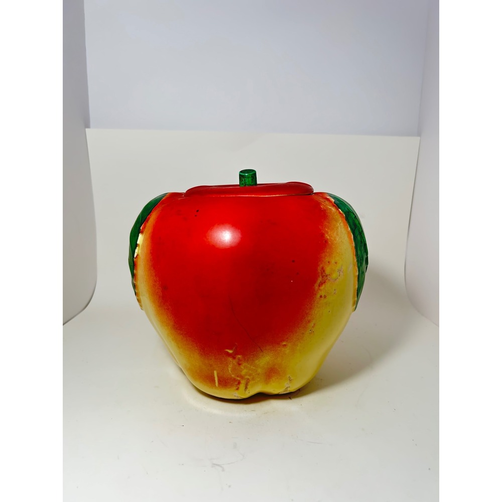Vintage Hull Ceramic Red Apple Cookie Jar Hand Painted Retro Kitchen Canister